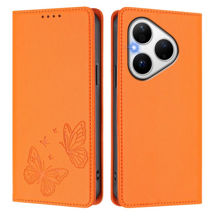 For Huawei Pura 80 Strong Magnetic Dual Butterfly RFID Vegan Leather Phone Case