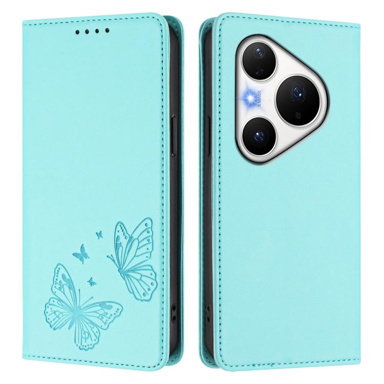For Huawei Pura 80 Pro / 80 Pro+ Strong Magnetic Dual Butterfly RFID Vegan Leather Phone Case