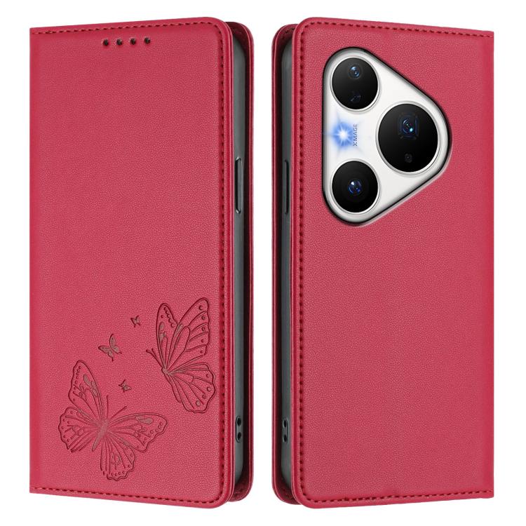 For Huawei Pura 80 Pro / 80 Pro+ Strong Magnetic Dual Butterfly RFID Vegan Leather Phone Case