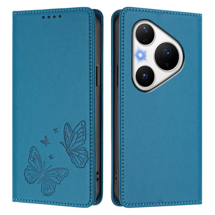 For Huawei Pura 80 Pro / 80 Pro+ Strong Magnetic Dual Butterfly RFID Vegan Leather Phone Case