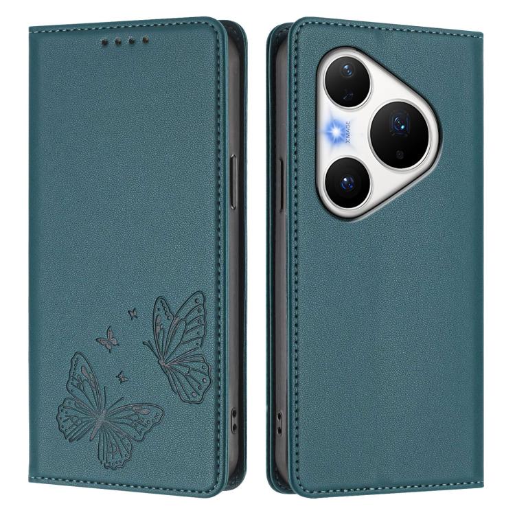 For Huawei Pura 80 Pro / 80 Pro+ Strong Magnetic Dual Butterfly RFID Vegan Leather Phone Case