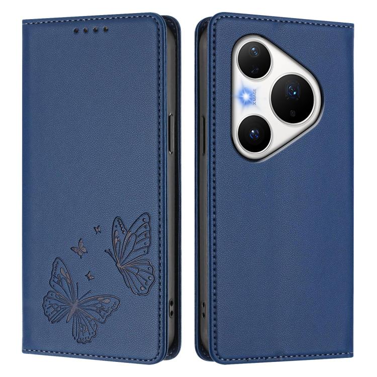 For Huawei Pura 80 Pro / 80 Pro+ Strong Magnetic Dual Butterfly RFID Vegan Leather Phone Case