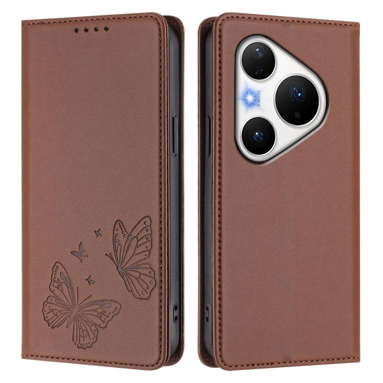For Huawei Pura 80 Pro / 80 Pro+ Strong Magnetic Dual Butterfly RFID Vegan Leather Phone Case