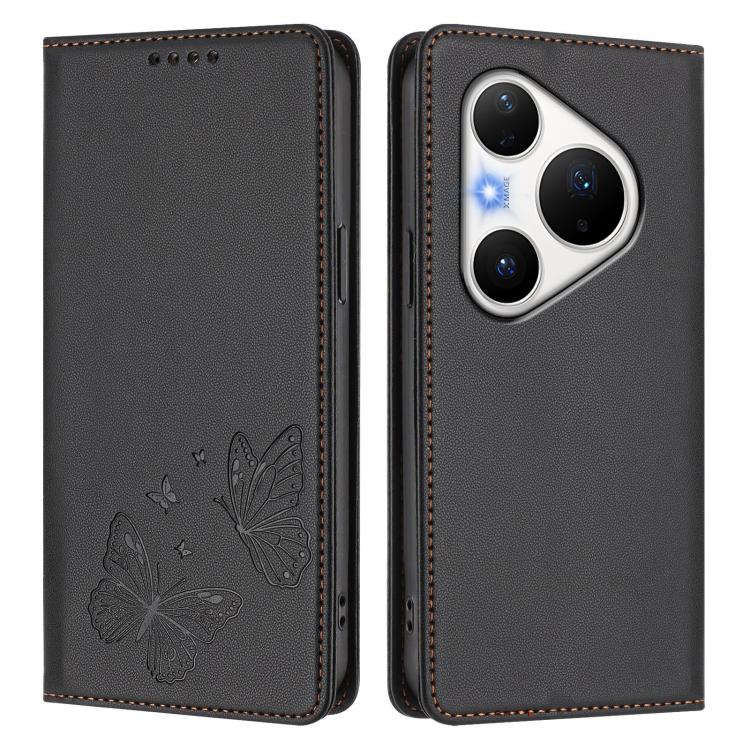 For Huawei Pura 80 Pro / 80 Pro+ Strong Magnetic Dual Butterfly RFID Vegan Leather Phone Case