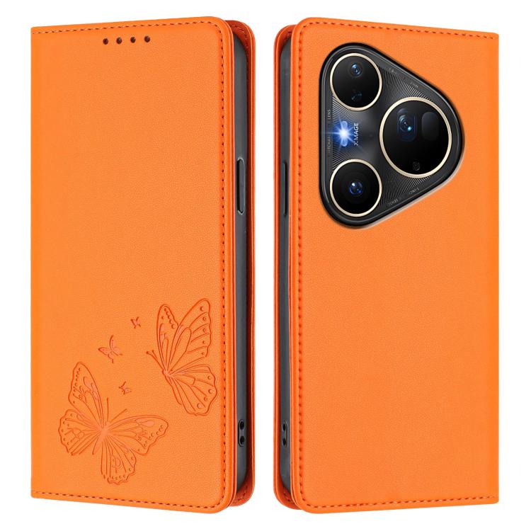 For Huawei Pura 80 Ultra Strong Magnetic Dual Butterfly RFID Vegan Leather Phone Case