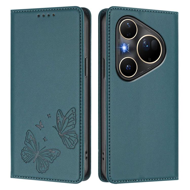 For Huawei Pura 80 Ultra Strong Magnetic Dual Butterfly RFID Vegan Leather Phone Case
