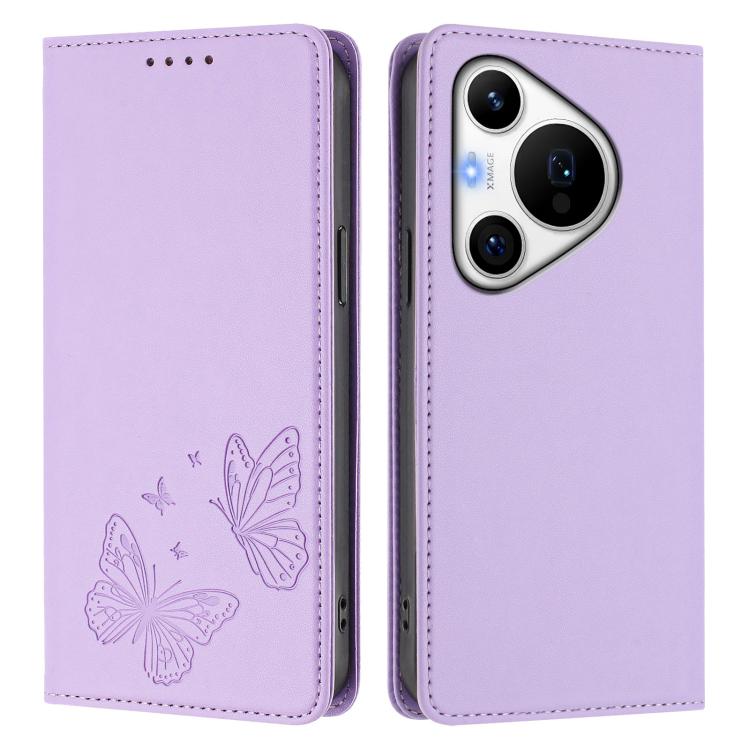 For Huawei Pura 70 Pro / 70 Pro+ Strong Magnetic Dual Butterfly RFID Vegan Leather Phone Case