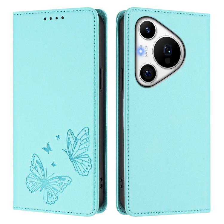 For Huawei Pura 70 Pro / 70 Pro+ Strong Magnetic Dual Butterfly RFID Vegan Leather Phone Case