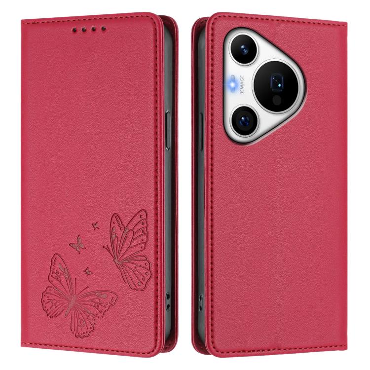 For Huawei Pura 70 Pro / 70 Pro+ Strong Magnetic Dual Butterfly RFID Vegan Leather Phone Case