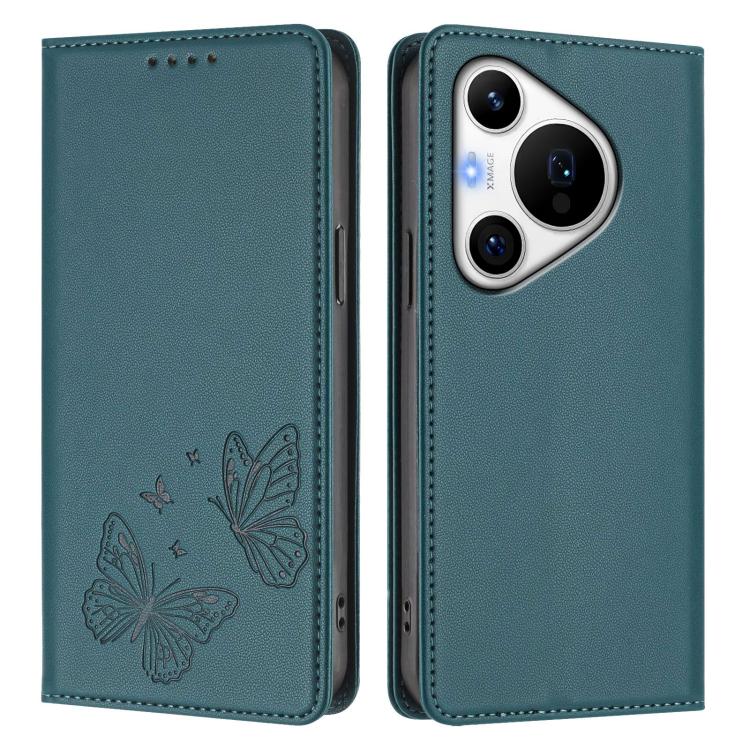 For Huawei Pura 70 Pro / 70 Pro+ Strong Magnetic Dual Butterfly RFID Vegan Leather Phone Case