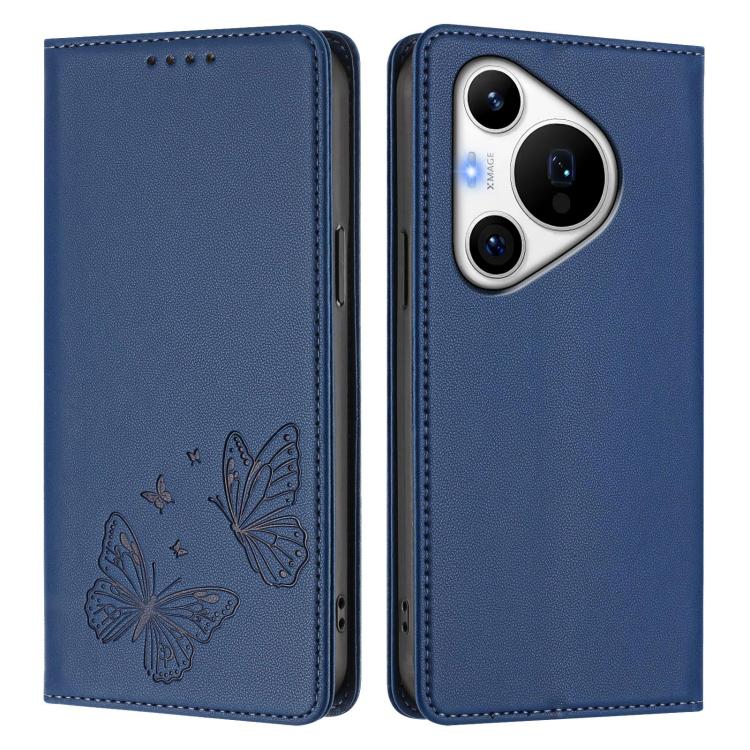 For Huawei Pura 70 Pro / 70 Pro+ Strong Magnetic Dual Butterfly RFID Vegan Leather Phone Case
