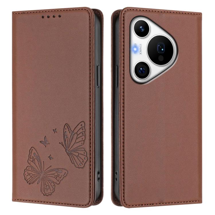 For Huawei Pura 70 Pro / 70 Pro+ Strong Magnetic Dual Butterfly RFID Vegan Leather Phone Case
