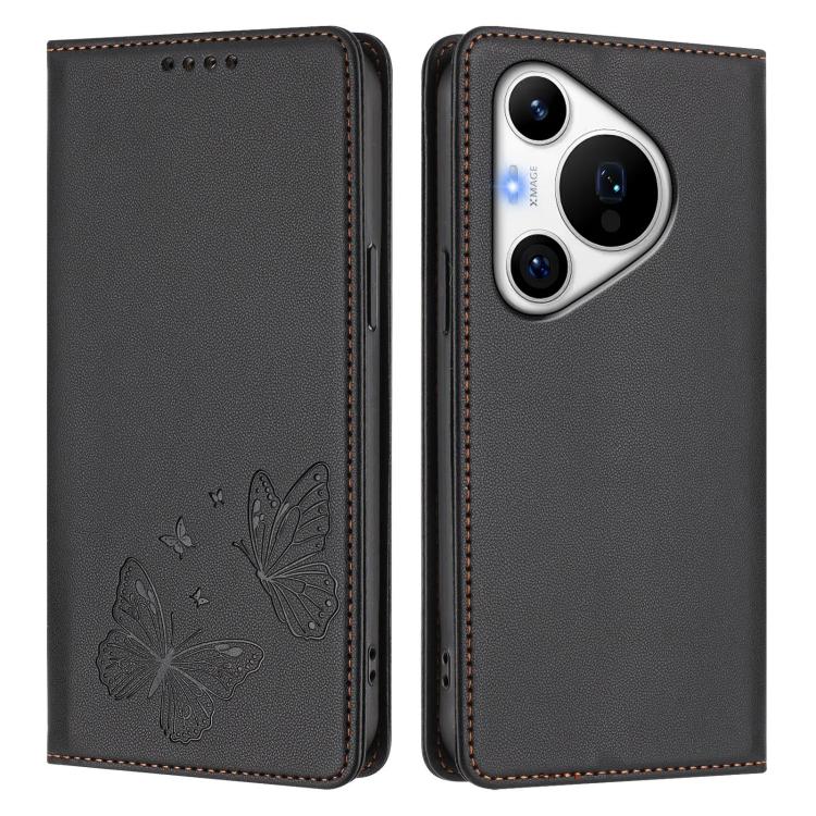 For Huawei Pura 70 Pro / 70 Pro+ Strong Magnetic Dual Butterfly RFID Vegan Leather Phone Case