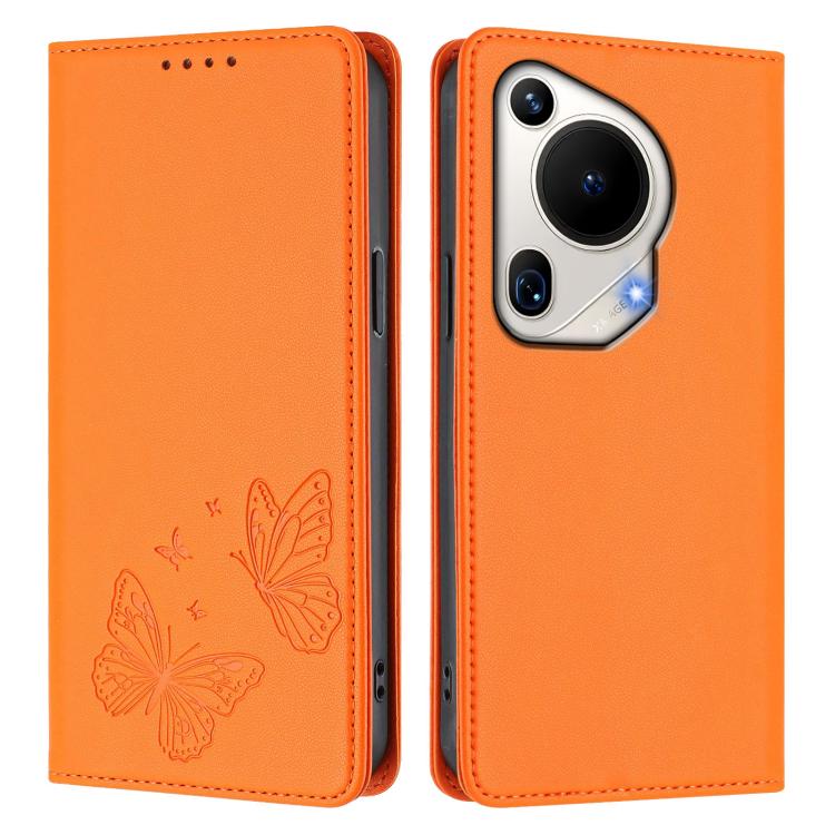 For Huawei Pura 70 Ultra Strong Magnetic Dual Butterfly RFID Vegan Leather Phone Case