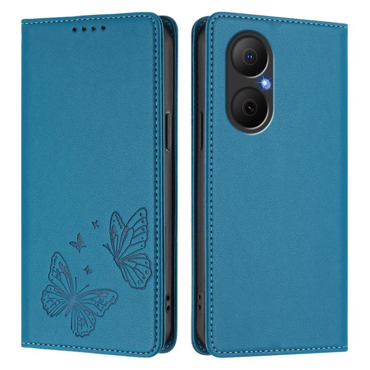 For Huawei nova Y73 / Enjoy 80 4G Strong Magnetic Dual Butterfly RFID Vegan Leather Phone Case