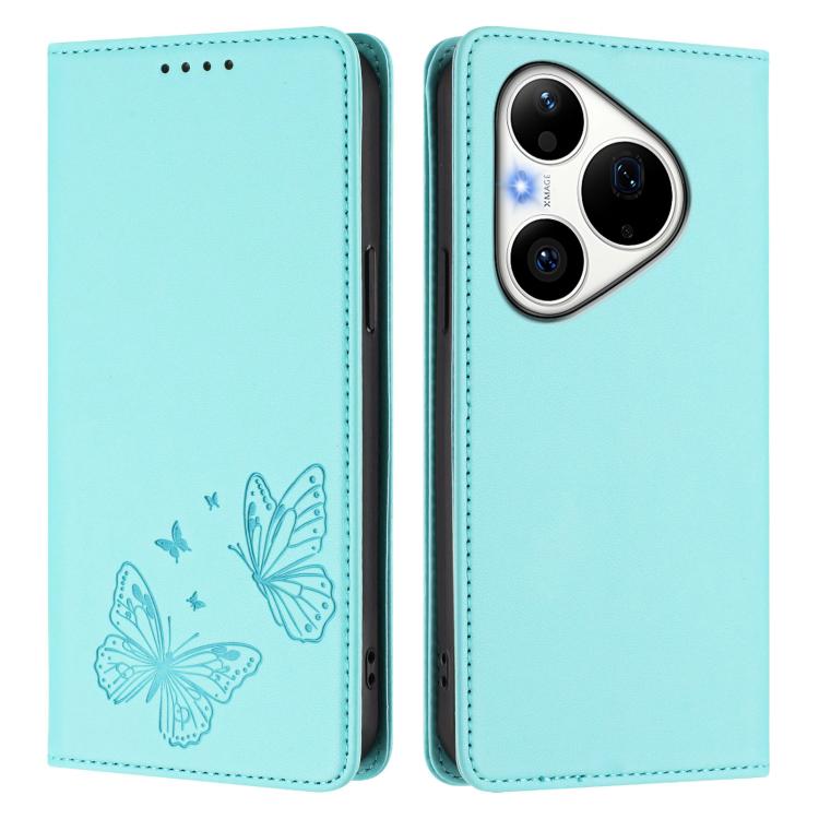 For Huawei Pura 90 Pro Strong Magnetic Dual Butterfly RFID Vegan Leather Phone Case