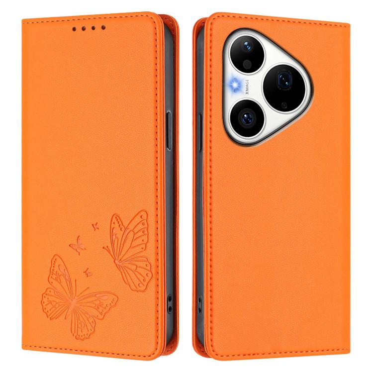 For Huawei Pura 90 Pro Strong Magnetic Dual Butterfly RFID Vegan Leather Phone Case