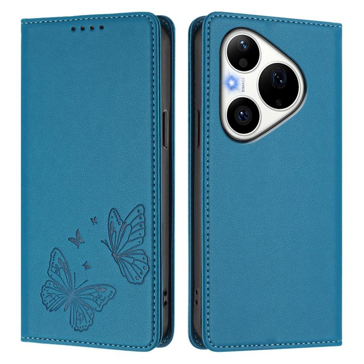 For Huawei Pura 90 Pro Strong Magnetic Dual Butterfly RFID Vegan Leather Phone Case