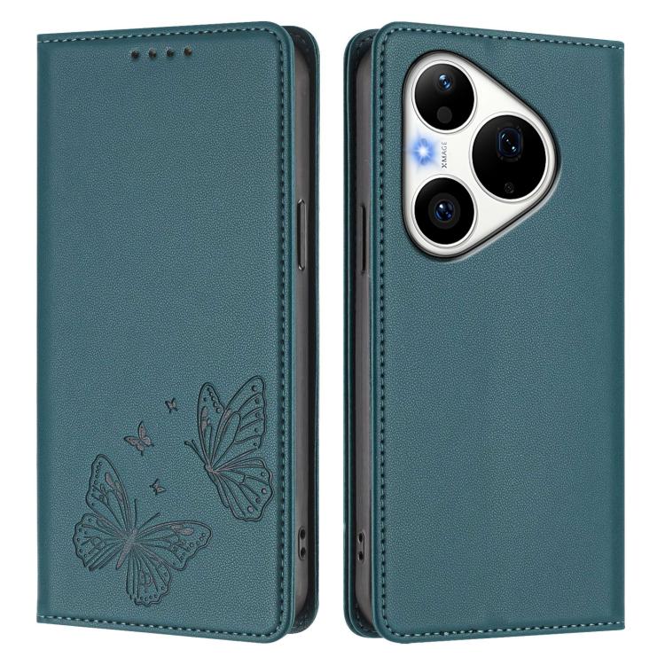 For Huawei Pura 90 Pro Strong Magnetic Dual Butterfly RFID Vegan Leather Phone Case