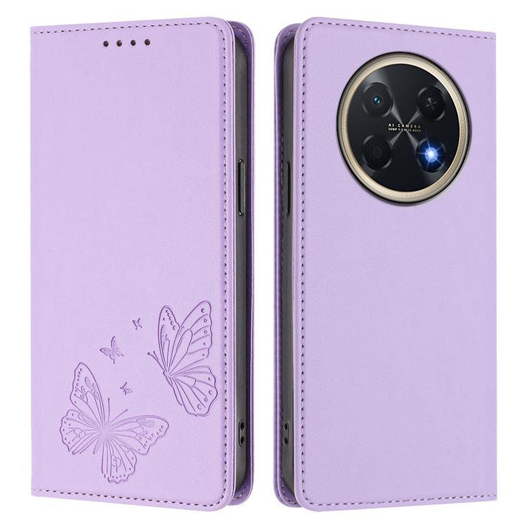 For Huawei Pura 90 Pro Max Strong Magnetic Dual Butterfly RFID Vegan Leather Phone Case