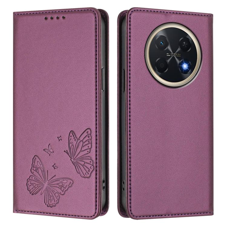 For Huawei Pura 90 Pro Max Strong Magnetic Dual Butterfly RFID Vegan Leather Phone Case