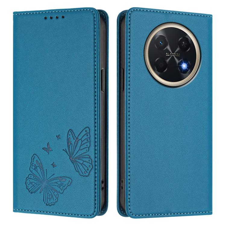 For Huawei Pura 90 Pro Max Strong Magnetic Dual Butterfly RFID Vegan Leather Phone Case