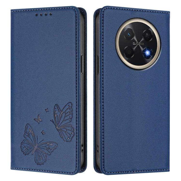 For Huawei Pura 90 Pro Max Strong Magnetic Dual Butterfly RFID Vegan Leather Phone Case