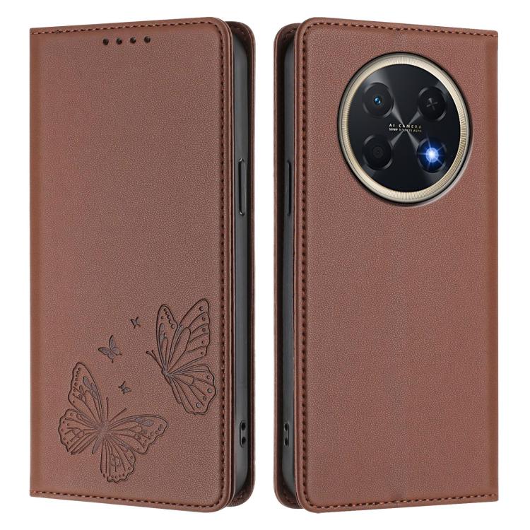 For Huawei Pura 90 Pro Max Strong Magnetic Dual Butterfly RFID Vegan Leather Phone Case