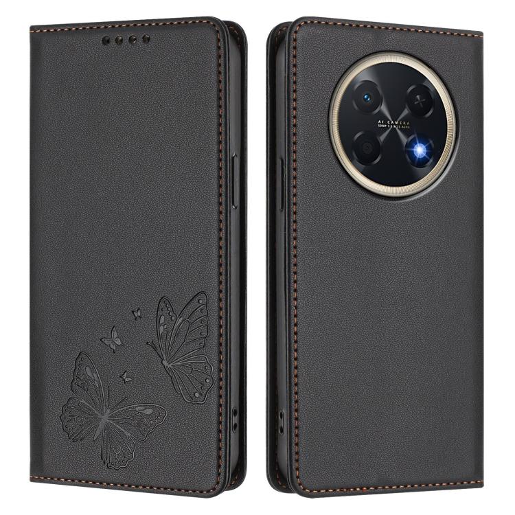 For Huawei Pura 90 Pro Max Strong Magnetic Dual Butterfly RFID Vegan Leather Phone Case