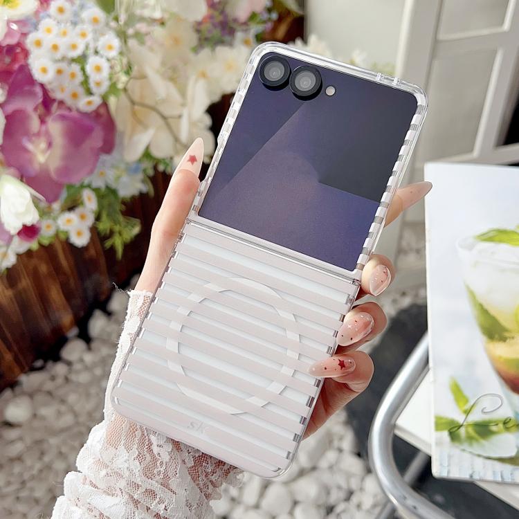 For Samsung Galaxy Z Flip7 FE / Flip6 PC Matte Striped Magnetic Phone Case