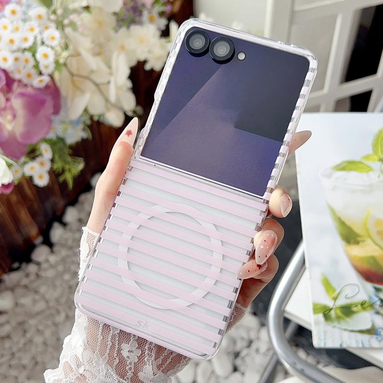 For Samsung Galaxy Z Flip7 FE / Flip6 PC Matte Striped Magnetic Phone Case