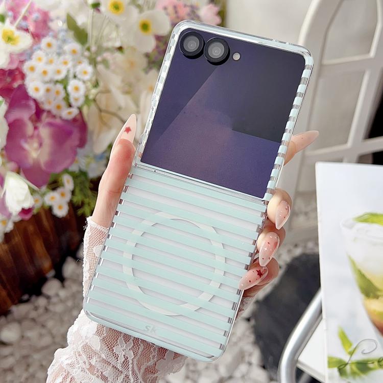For Samsung Galaxy Z Flip7 FE / Flip6 PC Matte Striped Magnetic Phone Case