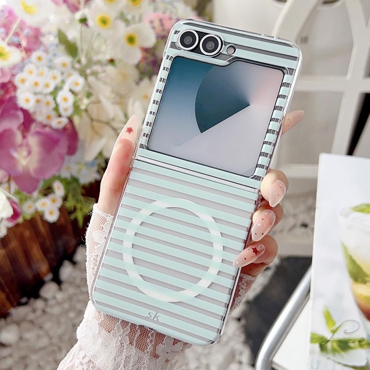 For Samsung Galaxy Z Flip5 5G PC Matte Striped Magnetic Phone Case