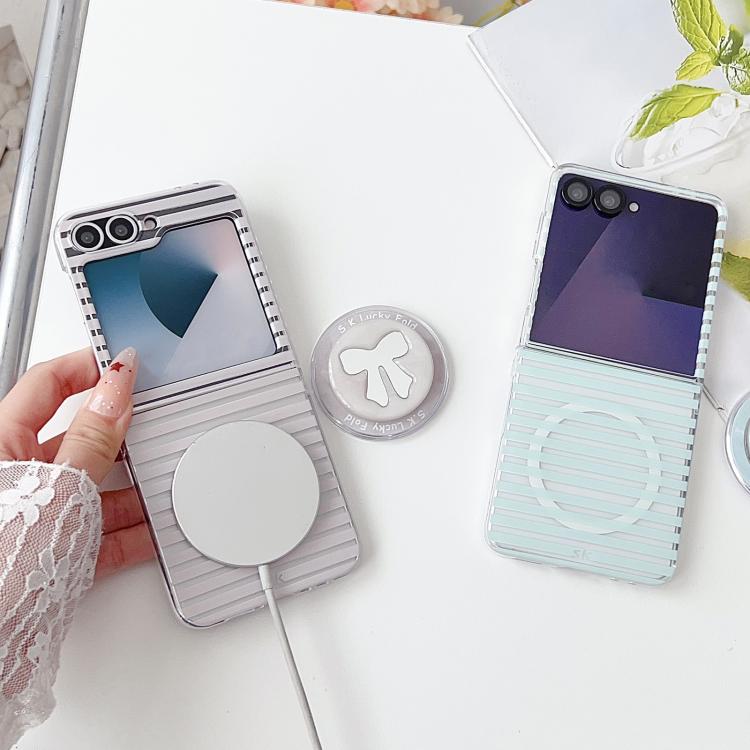 For Honor Magic V Flip PC Matte Striped Magnetic Phone Case