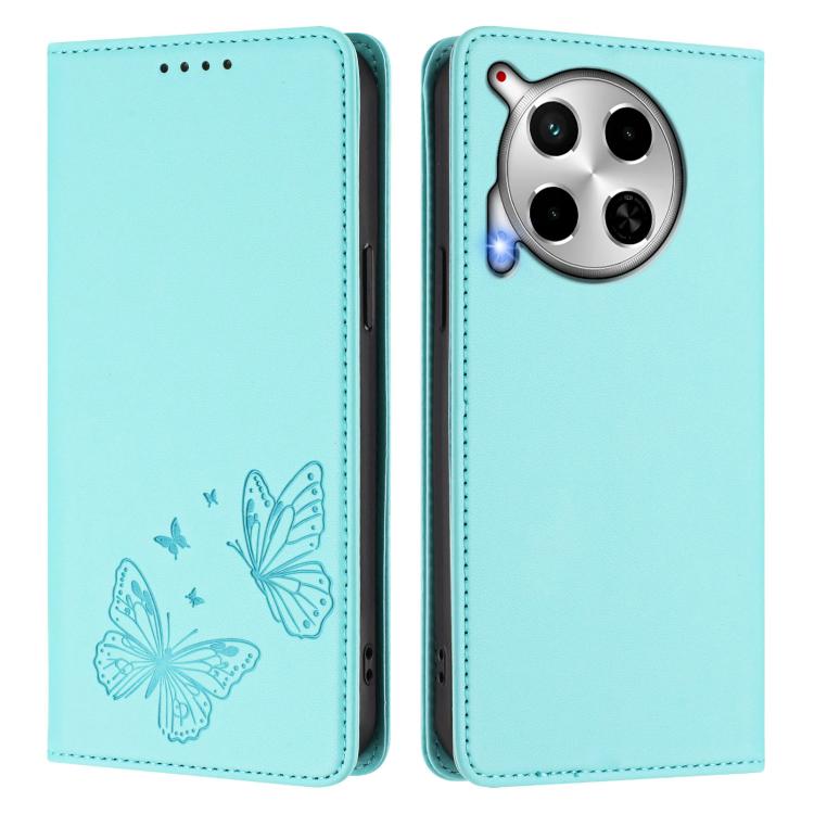 For Tecno Camon 30 4G / Camon 30 5G Strong Magnetic Dual Butterfly RFID Vegan Leather Phone Case