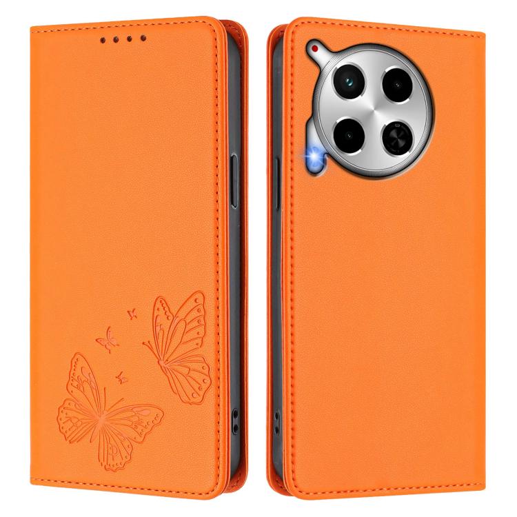 For Tecno Camon 30 4G / Camon 30 5G Strong Magnetic Dual Butterfly RFID Vegan Leather Phone Case