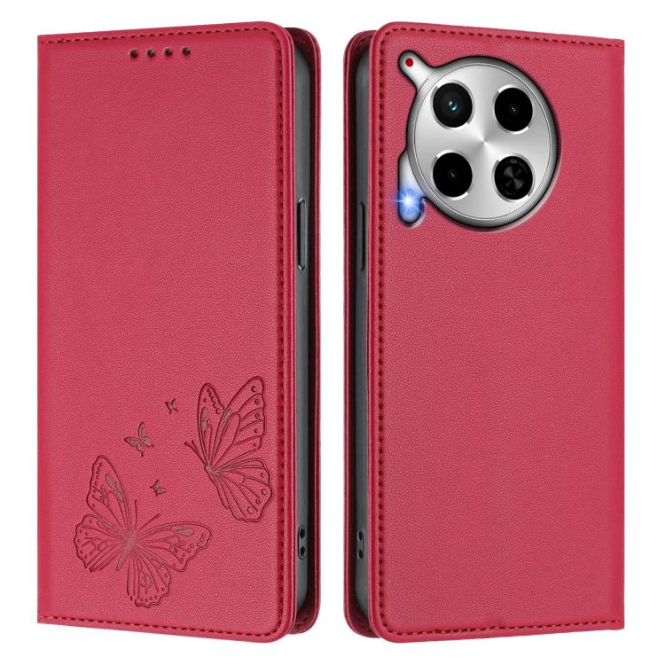 For Tecno Camon 30 4G / Camon 30 5G Strong Magnetic Dual Butterfly RFID Vegan Leather Phone Case