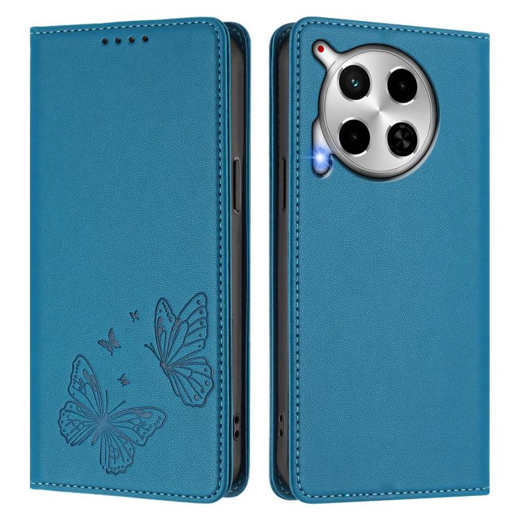 For Tecno Camon 30 4G / Camon 30 5G Strong Magnetic Dual Butterfly RFID Vegan Leather Phone Case