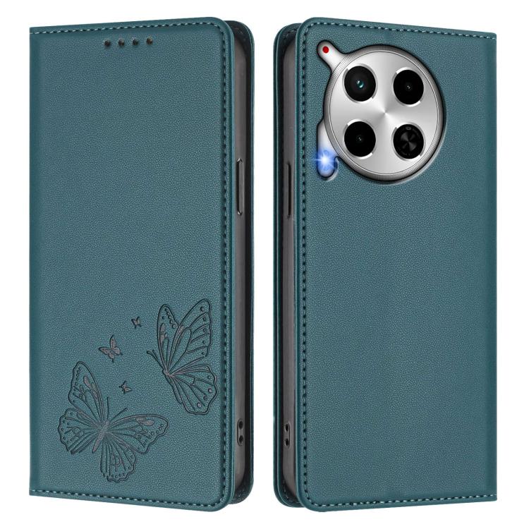 For Tecno Camon 30 4G / Camon 30 5G Strong Magnetic Dual Butterfly RFID Vegan Leather Phone Case