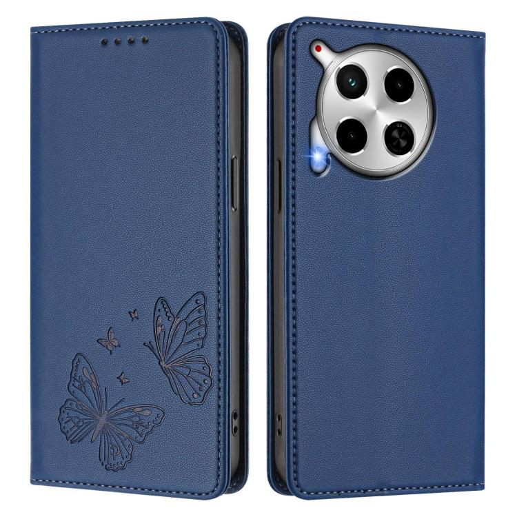 For Tecno Camon 30 4G / Camon 30 5G Strong Magnetic Dual Butterfly RFID Vegan Leather Phone Case