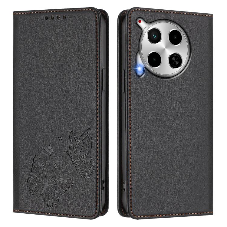 For Tecno Camon 30 4G / Camon 30 5G Strong Magnetic Dual Butterfly RFID Vegan Leather Phone Case