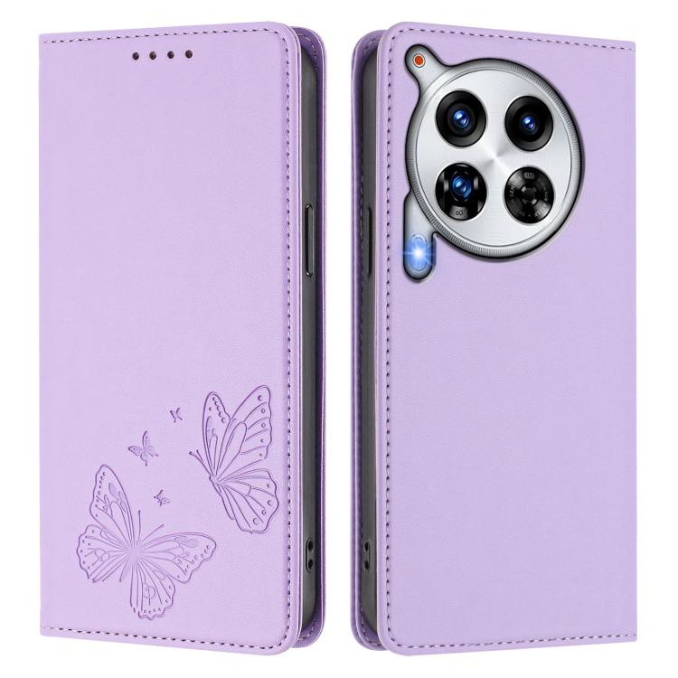 For Tecno Camon 30 Premier 5G Strong Magnetic Dual Butterfly RFID Vegan Leather Phone Case