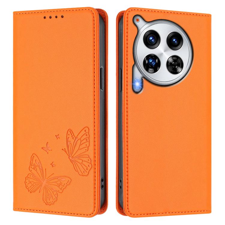 For Tecno Camon 30 Premier 5G Strong Magnetic Dual Butterfly RFID Vegan Leather Phone Case