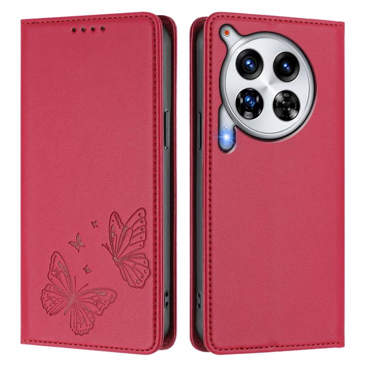 For Tecno Camon 30 Premier 5G Strong Magnetic Dual Butterfly RFID Vegan Leather Phone Case