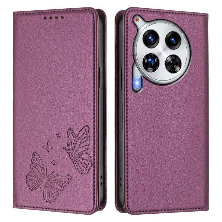For Tecno Camon 30 Premier 5G Strong Magnetic Dual Butterfly RFID Vegan Leather Phone Case