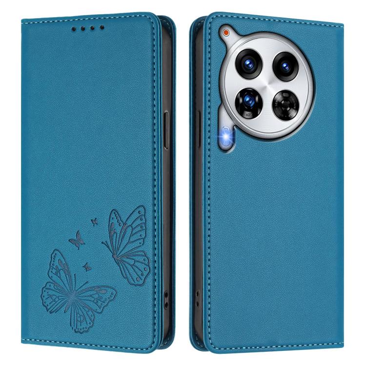 For Tecno Camon 30 Premier 5G Strong Magnetic Dual Butterfly RFID Vegan Leather Phone Case
