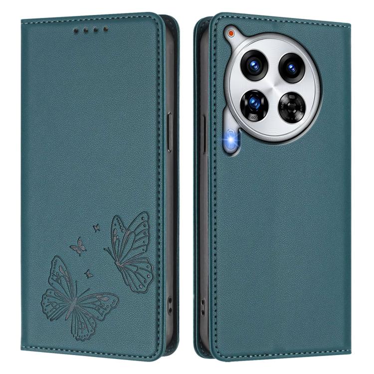 For Tecno Camon 30 Premier 5G Strong Magnetic Dual Butterfly RFID Vegan Leather Phone Case