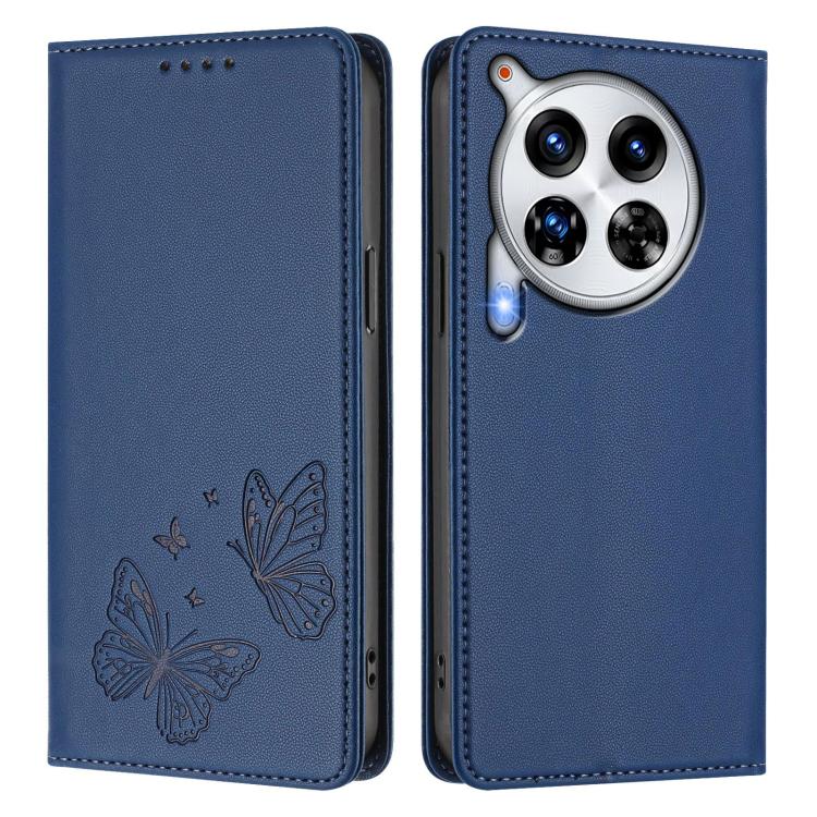 For Tecno Camon 30 Premier 5G Strong Magnetic Dual Butterfly RFID Vegan Leather Phone Case