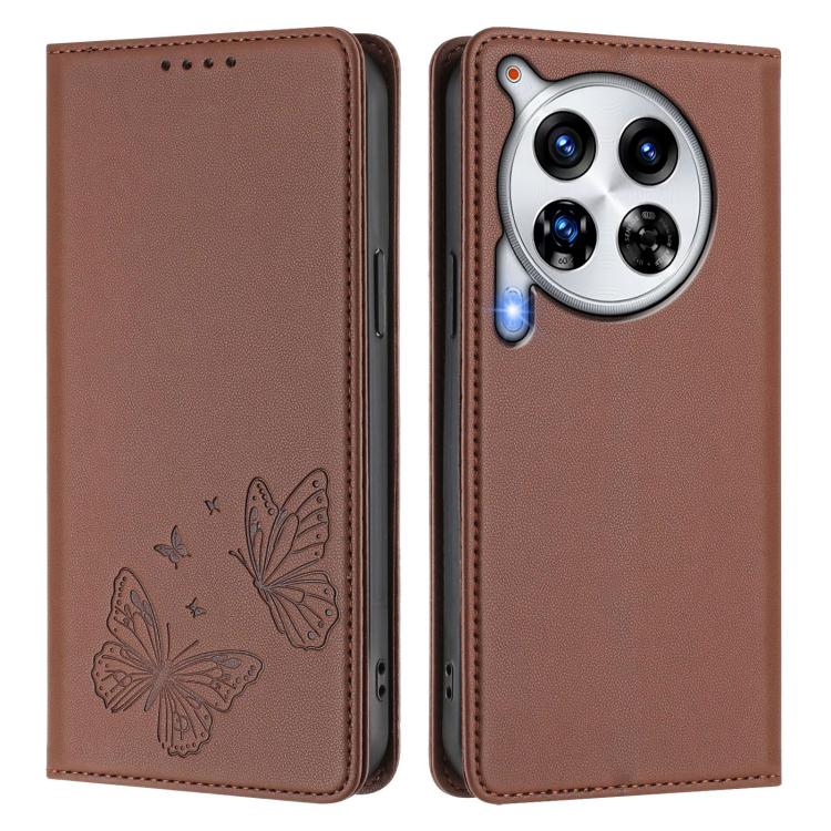 For Tecno Camon 30 Premier 5G Strong Magnetic Dual Butterfly RFID Vegan Leather Phone Case