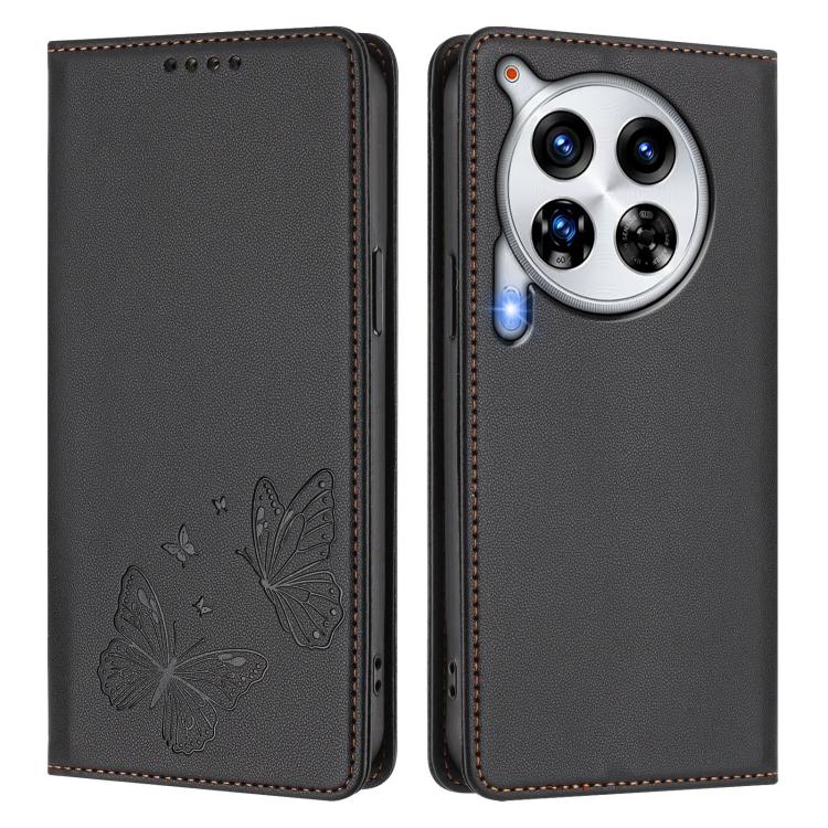 For Tecno Camon 30 Premier 5G Strong Magnetic Dual Butterfly RFID Vegan Leather Phone Case